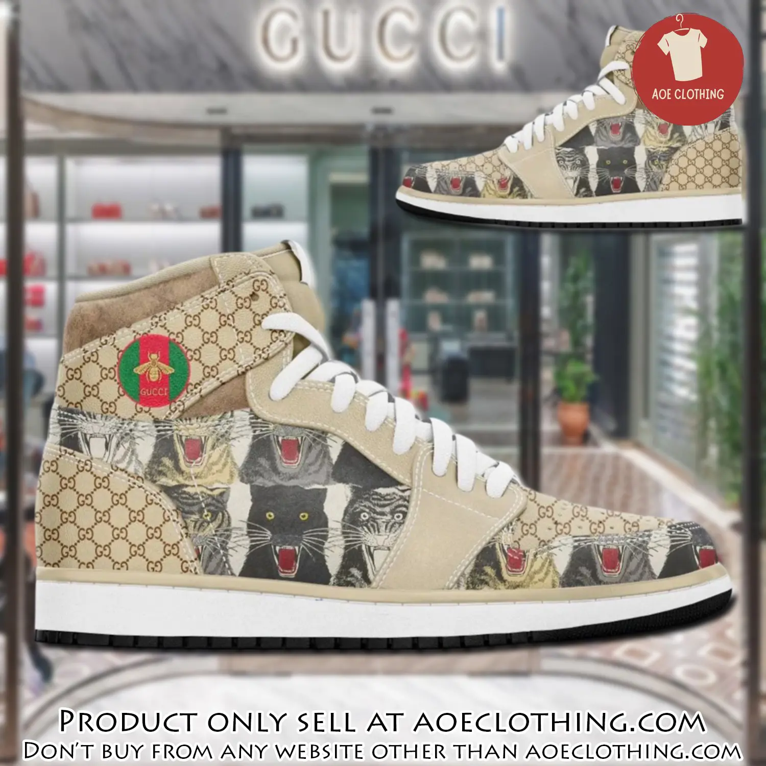 Gucci panther beige luxury brand high air jordan sneaker shoes aoe0424489